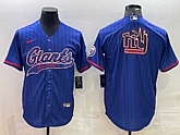 Men's New York Giants Blue Team Big Logo With Patch Cool Base Stitched Baseball Jersey,baseball caps,new era cap wholesale,wholesale hats